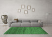 Machine Washable Abstract Emerald Green Contemporary Area Rugs in a Living Room,, wshcon1815emgrn