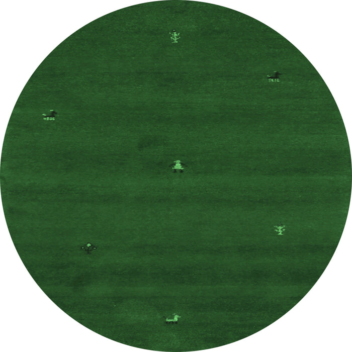Round Abstract Emerald Green Contemporary Rug, con1816emgrn