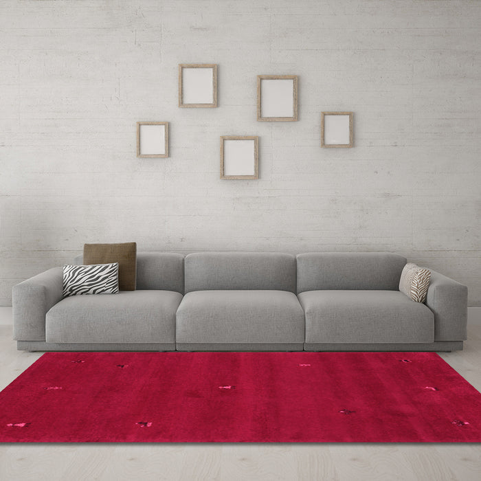 Machine Washable Abstract Pink Contemporary Rug in a Living Room, wshcon1816pnk