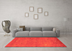 Machine Washable Abstract Orange Contemporary Area Rugs in a Living Room, wshcon1817org