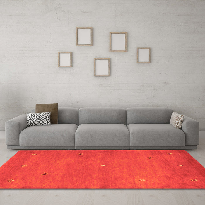 Machine Washable Abstract Orange Contemporary Area Rugs in a Living Room, wshcon1817org
