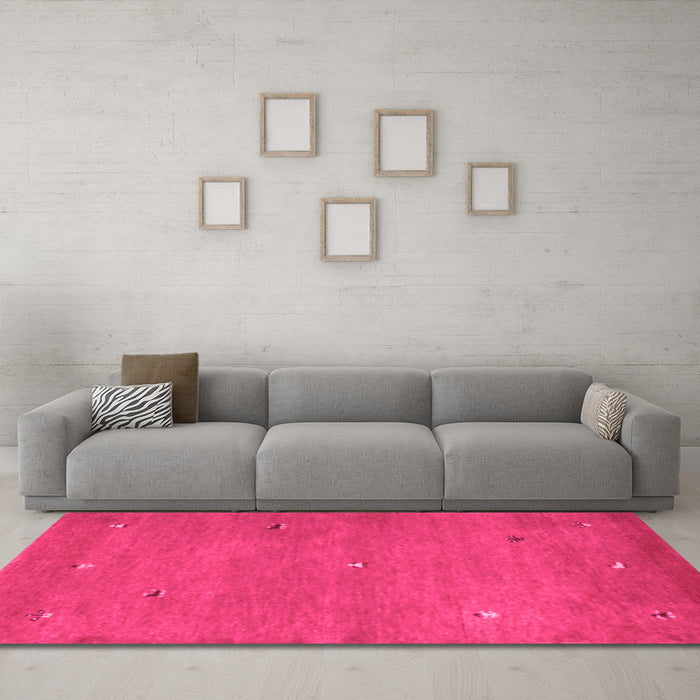 Machine Washable Abstract Pink Contemporary Rug in a Living Room, wshcon1817pnk