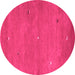 Round Machine Washable Abstract Pink Contemporary Rug, wshcon1817pnk