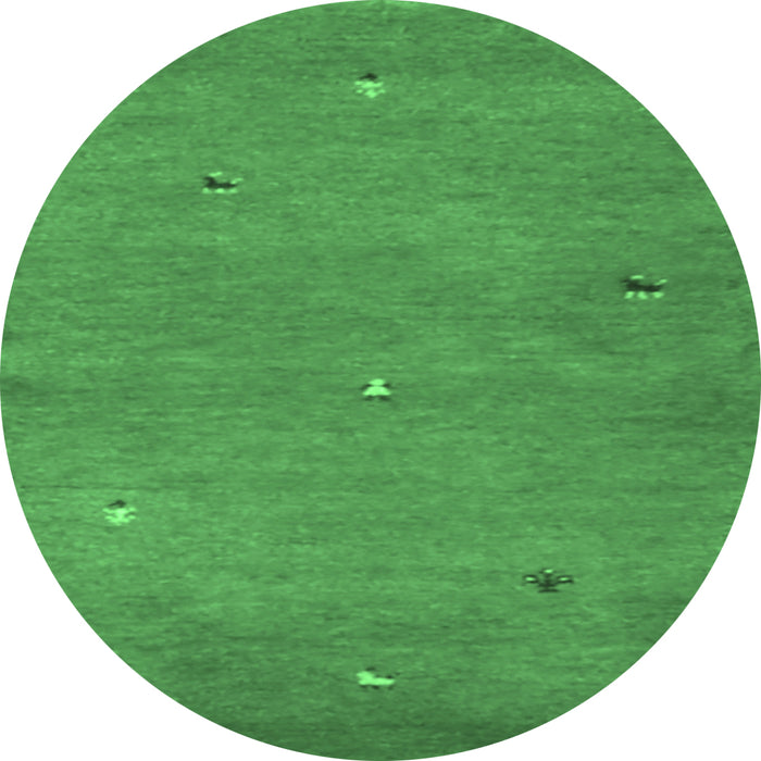 Round Machine Washable Abstract Emerald Green Contemporary Area Rugs, wshcon1817emgrn