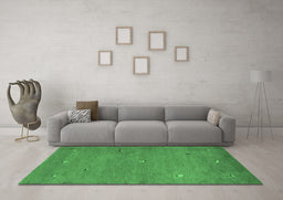 Machine Washable Abstract Emerald Green Contemporary Area Rugs in a Living Room,, wshcon1817emgrn