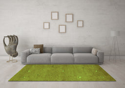 Machine Washable Abstract Green Contemporary Area Rugs in a Living Room,, wshcon1817grn