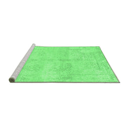 Sideview of Machine Washable Abstract Emerald Green Contemporary Area Rugs, wshcon1818emgrn