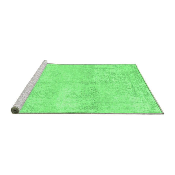 Sideview of Machine Washable Abstract Emerald Green Contemporary Area Rugs, wshcon1818emgrn