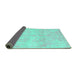 Sideview of Abstract Turquoise Contemporary Rug, con1818turq