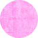 Round Abstract Pink Contemporary Rug, con1818pnk