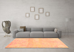 Machine Washable Abstract Orange Contemporary Area Rugs in a Living Room, wshcon1818org