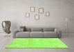 Machine Washable Abstract Green Contemporary Area Rugs in a Living Room,, wshcon1818grn