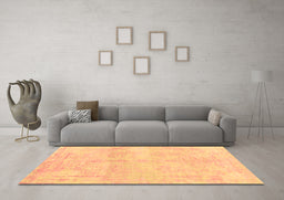 Machine Washable Abstract Brown Contemporary Rug in a Living Room,, wshcon1818brn