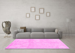 Machine Washable Abstract Pink Contemporary Rug in a Living Room, wshcon1818pnk