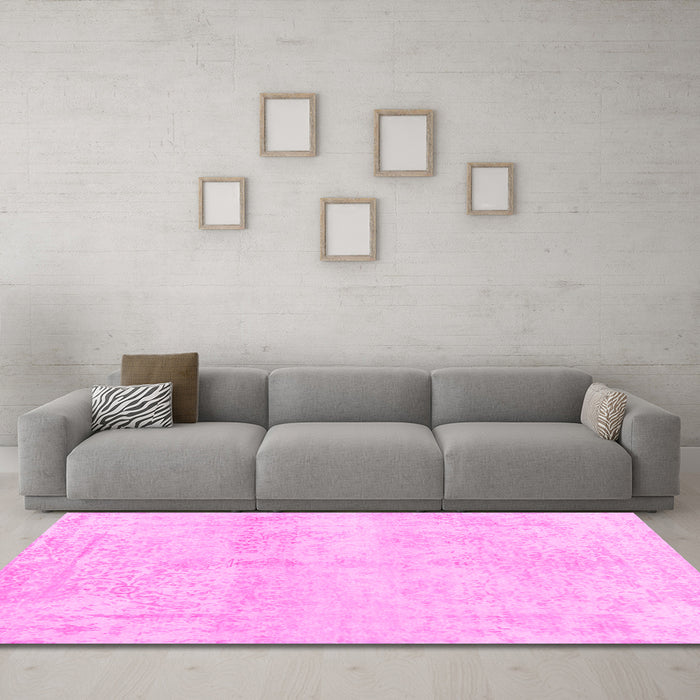 Machine Washable Abstract Pink Contemporary Rug in a Living Room, wshcon1818pnk