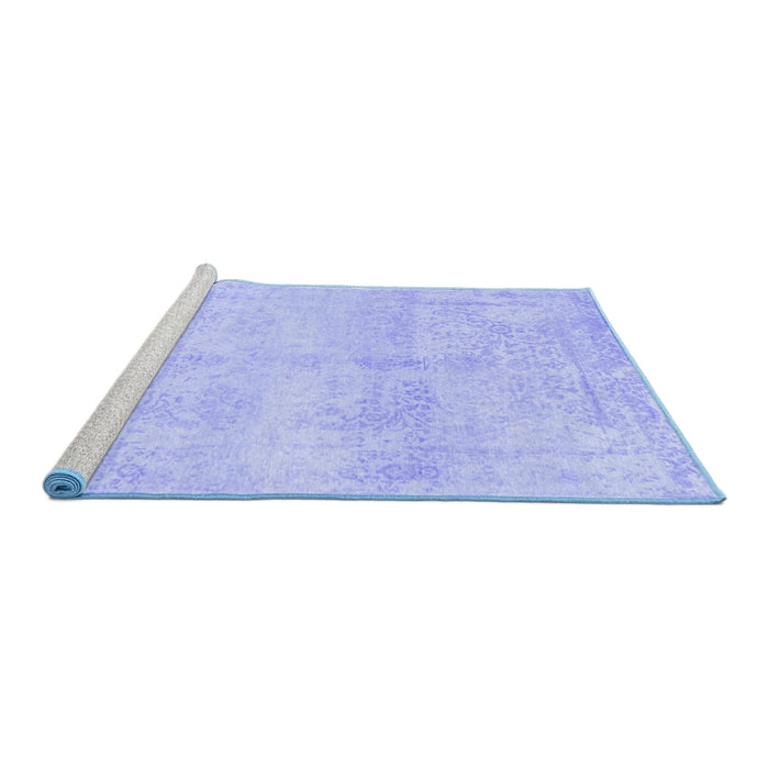 Sideview of Machine Washable Abstract Blue Contemporary Rug, wshcon1818blu