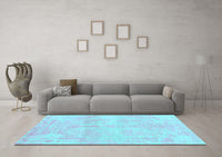 Machine Washable Abstract Light Blue Contemporary Rug, wshcon1818lblu