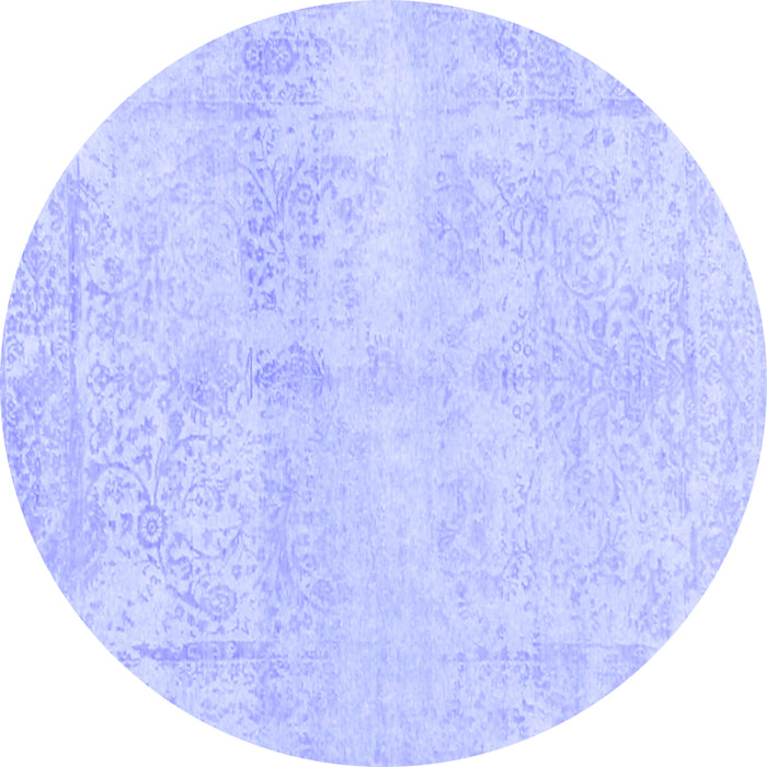 Round Machine Washable Abstract Blue Contemporary Rug, wshcon1818blu