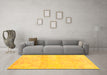 Machine Washable Abstract Yellow Contemporary Rug in a Living Room, wshcon1818yw