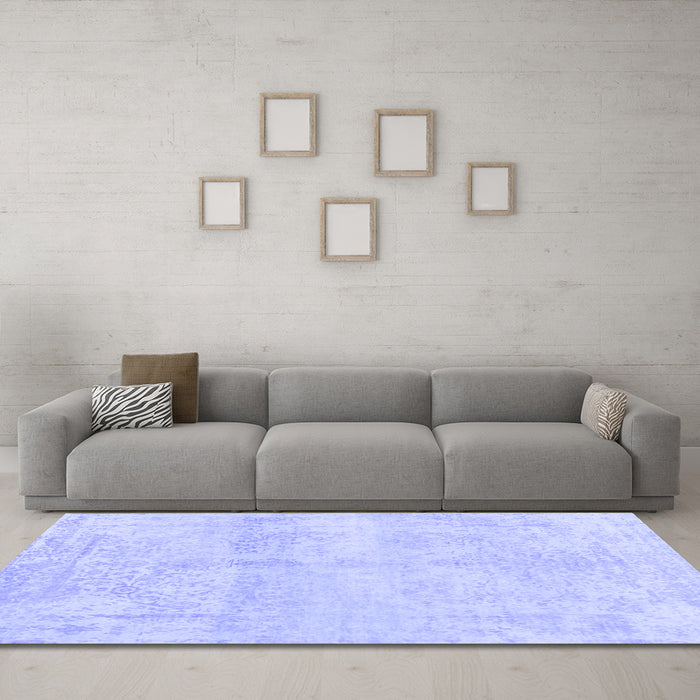Machine Washable Abstract Blue Contemporary Rug in a Living Room, wshcon1818blu