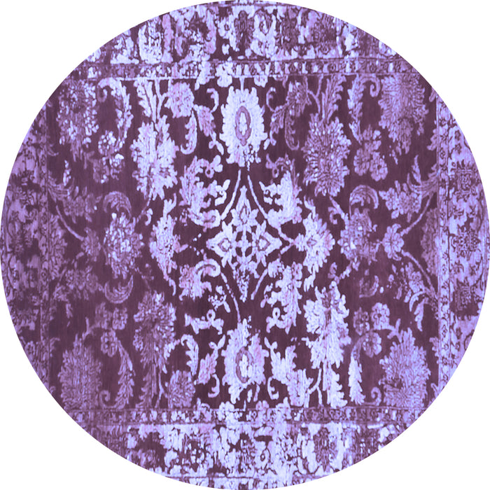 Round Abstract Blue Contemporary Rug, con1819blu