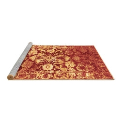 Sideview of Machine Washable Abstract Brown Contemporary Rug, wshcon1819brn