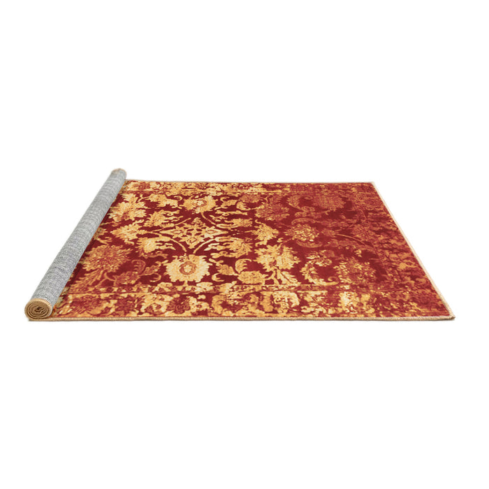 Sideview of Machine Washable Abstract Brown Contemporary Rug, wshcon1819brn