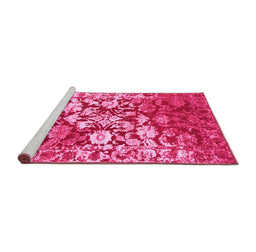 Sideview of Machine Washable Abstract Pink Contemporary Rug, wshcon1819pnk