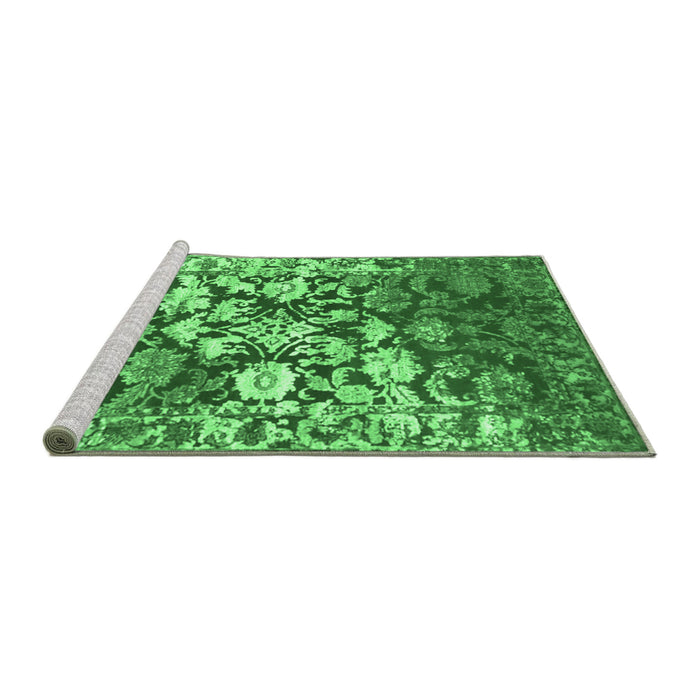 Sideview of Machine Washable Abstract Emerald Green Contemporary Area Rugs, wshcon1819emgrn