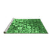 Sideview of Machine Washable Abstract Emerald Green Contemporary Area Rugs, wshcon1819emgrn