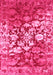 Machine Washable Abstract Pink Contemporary Rug, wshcon1819pnk