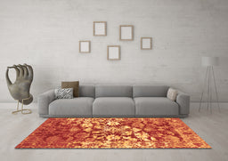 Machine Washable Abstract Brown Contemporary Rug in a Living Room,, wshcon1819brn