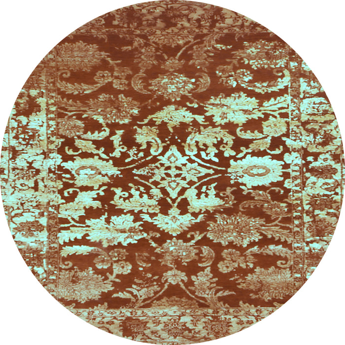 Round Machine Washable Abstract Light Blue Contemporary Rug, wshcon1819lblu