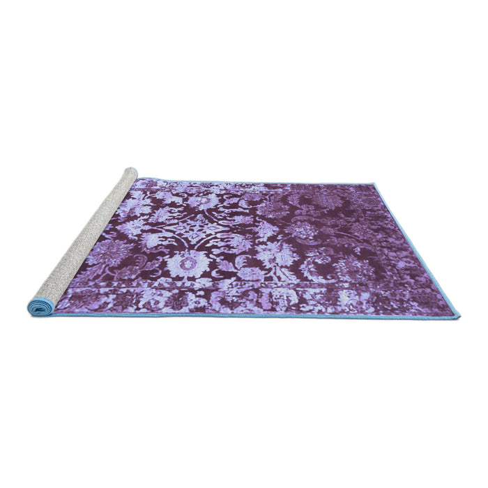 Sideview of Machine Washable Abstract Blue Contemporary Rug, wshcon1819blu