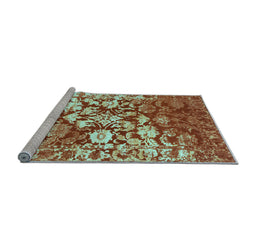 Sideview of Machine Washable Abstract Light Blue Contemporary Rug, wshcon1819lblu