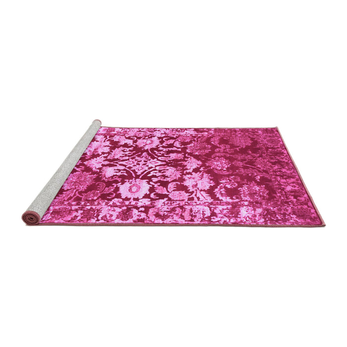 Sideview of Machine Washable Abstract Purple Contemporary Area Rugs, wshcon1819pur