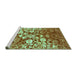 Sideview of Machine Washable Abstract Turquoise Contemporary Area Rugs, wshcon1819turq