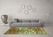 Machine Washable Abstract Turquoise Contemporary Area Rugs in a Living Room,, wshcon1819turq