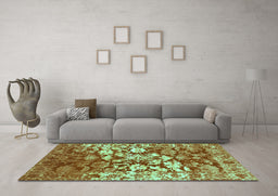 Machine Washable Abstract Turquoise Contemporary Area Rugs in a Living Room,, wshcon1819turq