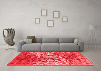 Machine Washable Abstract Red Contemporary Rug, wshcon1819red