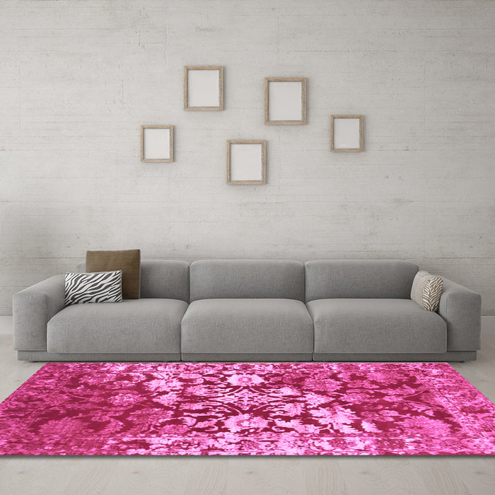 Machine Washable Abstract Purple Contemporary Area Rugs in a Living Room, wshcon1819pur