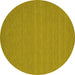 Round Machine Washable Abstract Yellow Contemporary Rug, wshcon181yw