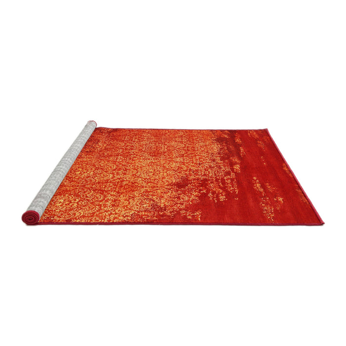 Serging Thickness of Machine Washable Contemporary Orange Red Rug, wshcon1820