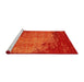Serging Thickness of Machine Washable Contemporary Orange Red Rug, wshcon1820