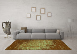 Machine Washable Abstract Turquoise Contemporary Area Rugs in a Living Room,, wshcon1820turq