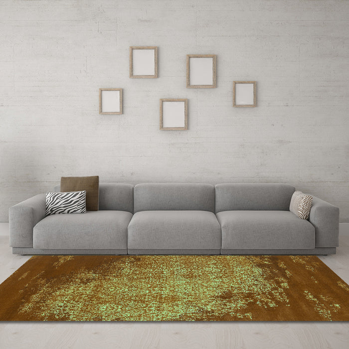 Machine Washable Abstract Turquoise Contemporary Area Rugs in a Living Room,, wshcon1820turq