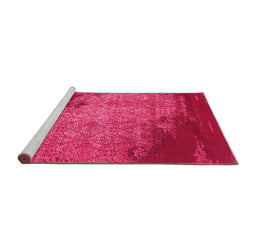 Sideview of Machine Washable Abstract Pink Contemporary Rug, wshcon1820pnk
