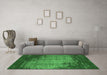 Machine Washable Abstract Emerald Green Contemporary Area Rugs in a Living Room,, wshcon1820emgrn