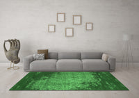 Machine Washable Abstract Emerald Green Contemporary Rug, wshcon1820emgrn