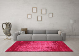 Machine Washable Abstract Pink Contemporary Rug in a Living Room, wshcon1820pnk